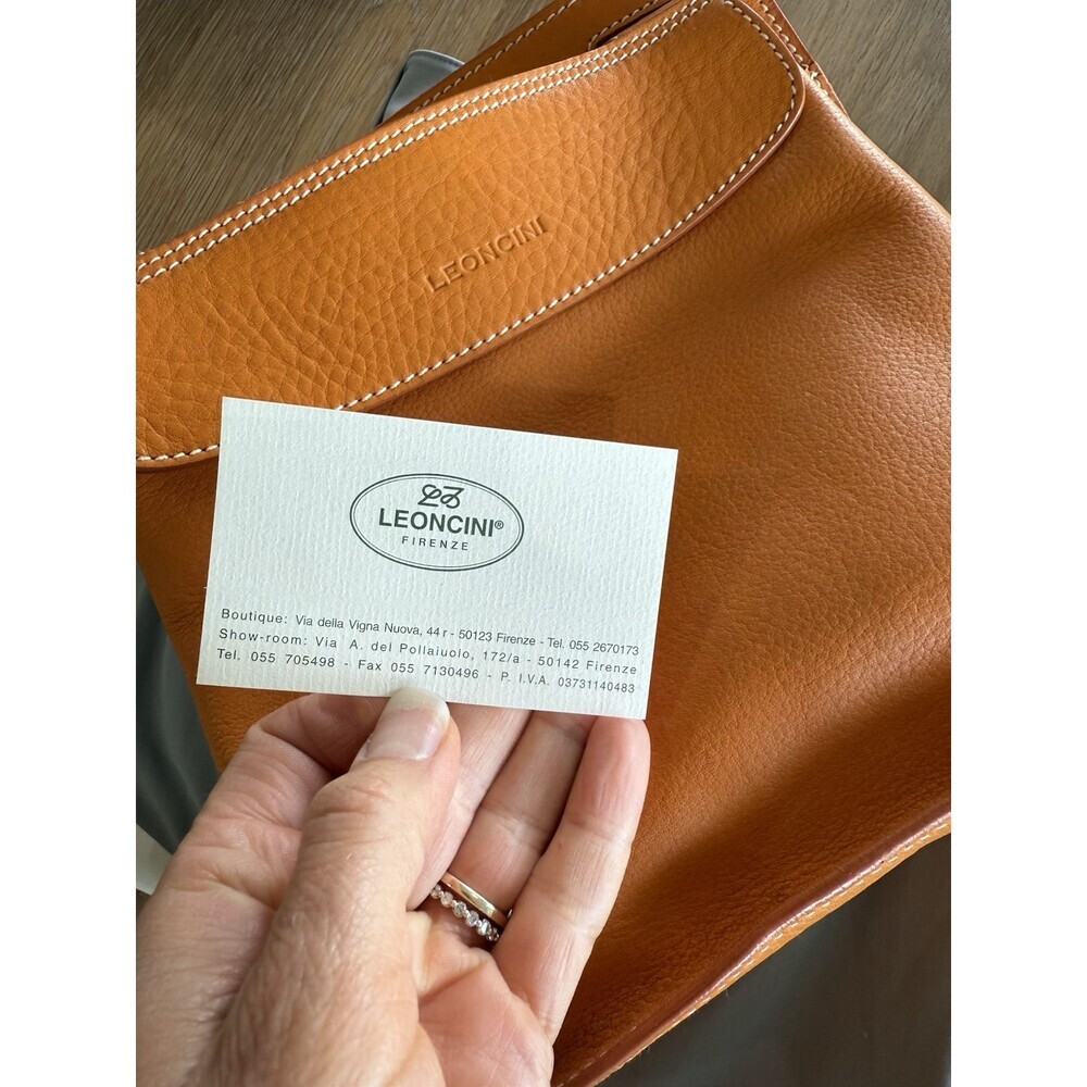 Leoncini Leather Orange Leather Hand Bag Crossbody Italy Purse - Picture 7 of 7